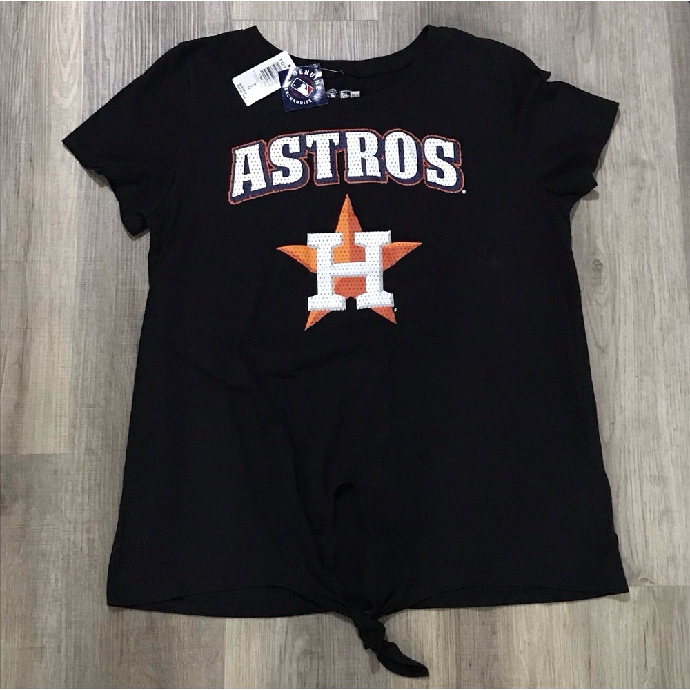 NEW Houston Astros New Era Women's MLB Baseball Top Black T-shirt Logo Large